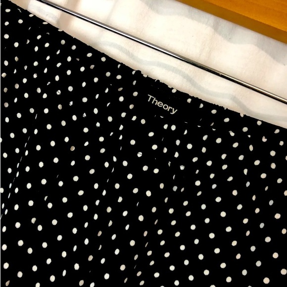 Theory Wide Leg Culottes Crop Navy White Polka Dot Crepe High Waist Size Small - Picture 6 of 9